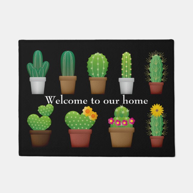 Potted Cactus Welcome Door Mat (Front)