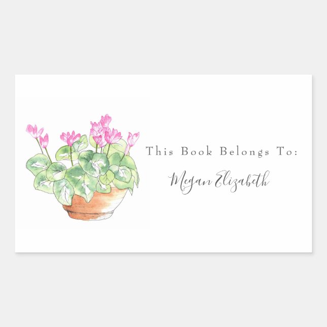 Potted Cyclamen  Rectangular Sticker (Front)