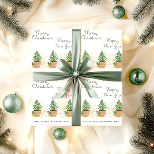 Potted Fir Tree and Gift Personalised Christmas Wrapping Paper