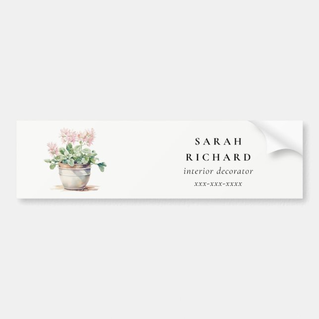 Potted Floral House Plants Watercolor Botanical  Bumper Sticker (Front)