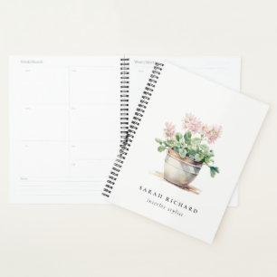 Potted Floral House Plants Watercolor Botanical  Planner