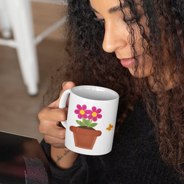 Potted Flower and Butterfly Coffee Mug (Creator Uploaded)