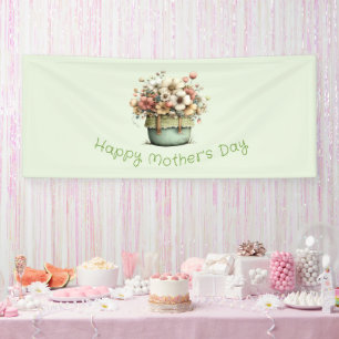Potted Flowers Cosy Shabby Cute Mother's Day Banner