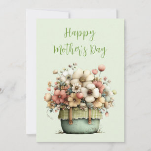 Potted Flowers Cosy Shabby Cute Mother's Day Holiday Card