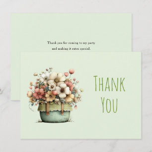Potted Flowers Cozy Shabby Style Cute Thank You Card