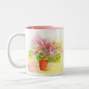 Potted Flowers Two-Tone Coffee Mug