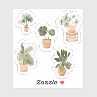 Potted Houseplant Sticker Set – Cute Indoor Plant