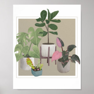 Potted Houseplants Poster
