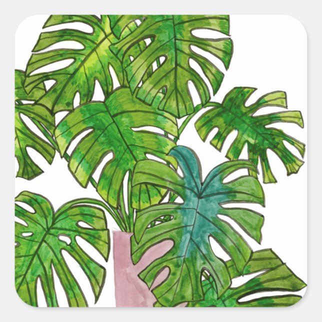 Potted Jungle I Square Sticker (Front)