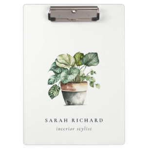 Potted Leafy House Plants Watercolor Botanical Clipboard