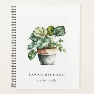 Potted Leafy House Plants Watercolor Botanical  Planner