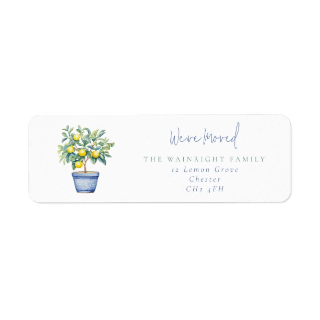 Potted Lemon Tree We've Moved Return Address Label (Front)