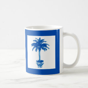 Potted Palm Tree - cobalt blue and white Coffee Mug