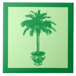 Potted Palm Tree - emerald and light green Ceramic Tile
