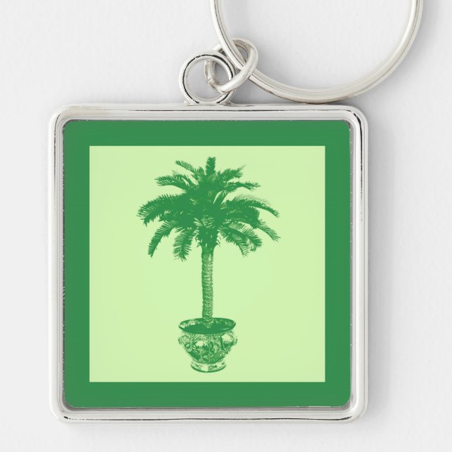 Potted Palm Tree - emerald and light green Key Ring (Front)