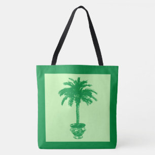Potted Palm Tree - emerald and light green Tote Bag