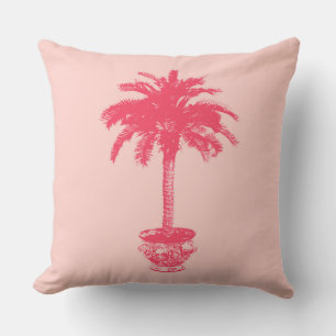 Potted Palm Tree in Shades of Coral Pink Cushion
