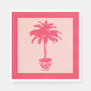 Potted Palm Tree in Shades of Coral Pink Napkin