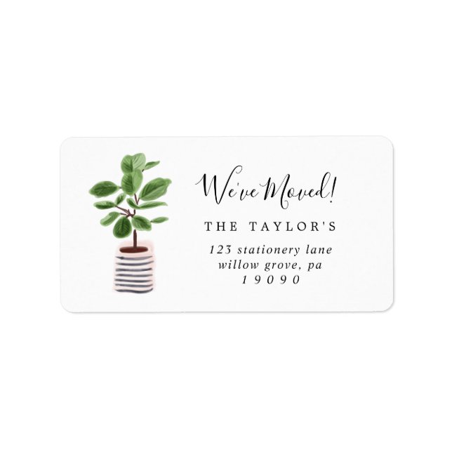 Potted Plant We Moved New Address Label (Front)