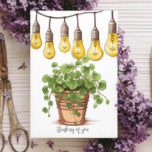 Potted Plant with Garden String Lights  Thank You Card