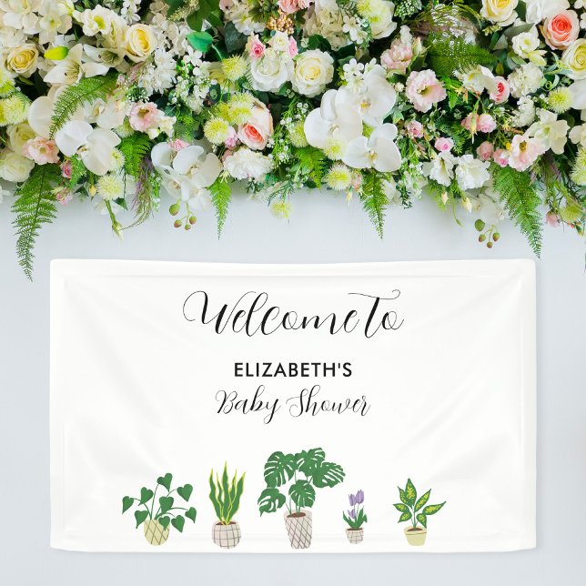 Potted Plants Baby Shower Bloom Greenery Welcome  Banner (Creator Uploaded)
