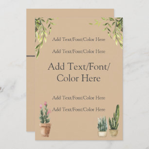 Potted Plants Boho Wedding Invitation