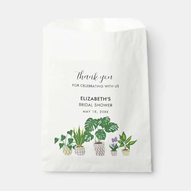 Potted Plants Bridal Shower Greenery Thank you  Favour Bag (Front)
