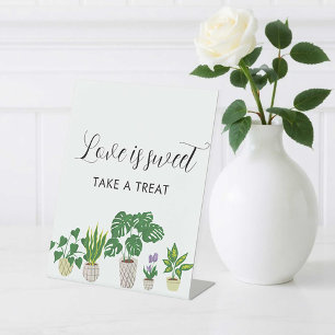 Potted Plants Bridal Shower Love is Sweet Favours Pedestal Sign