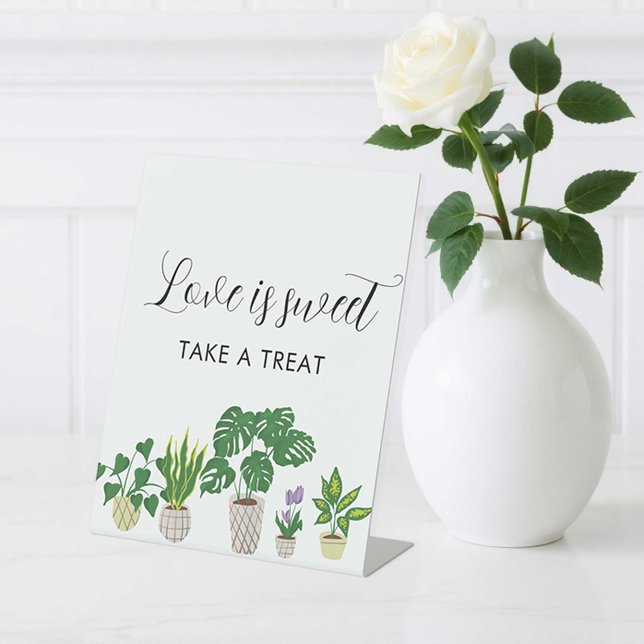 Potted Plants Bridal Shower Love is Sweet Favours Pedestal Sign (Creator Uploaded)