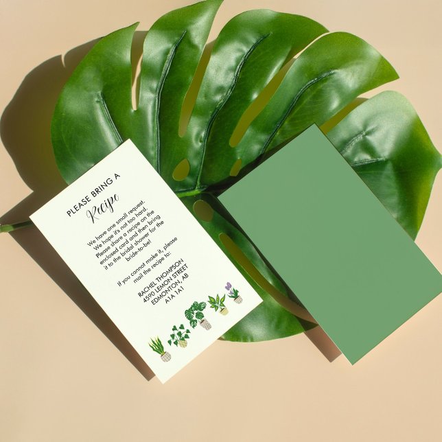 Potted Plants Bridal Shower Recipe Request Card (Creator Uploaded)