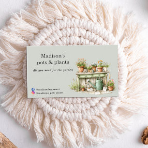 Potted plants garden centre watercolor business card
