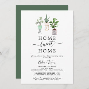 Potted Plants Home Sweet Home Housewarming Party Invitation