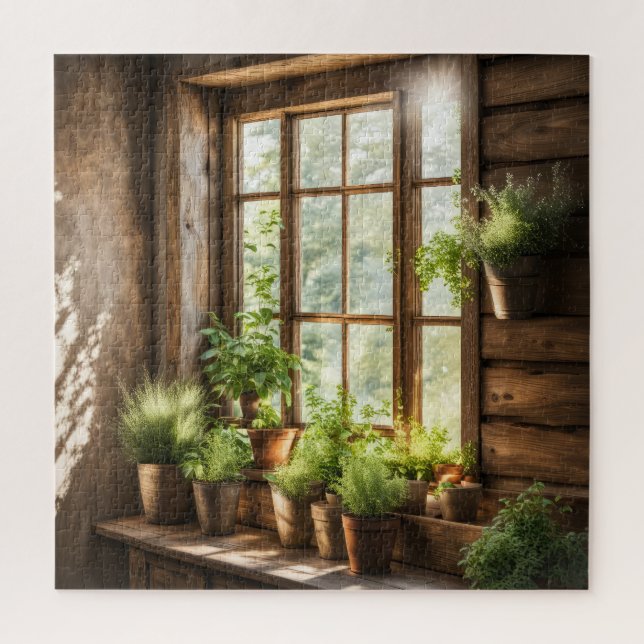 Potted Plants In A Sunny Window Jigsaw Puzzle (Vertical)