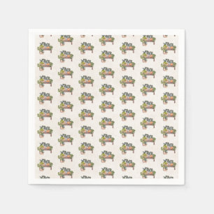 Potted Plants On Garden Bench Napkin