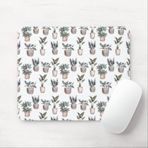 Potted Plants On White Mouse Pad