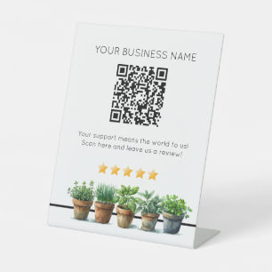 Potted plants QR code business review YELP Pedestal Sign