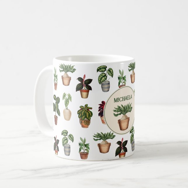 Potted Plants Terracotta Pots Name Coffee Mug (Front Left)