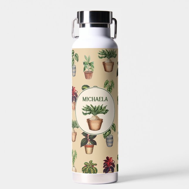 Potted Plants Terracotta Pots Name Water Bottle (Front)