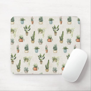 Potted Plants Watercolor Design Mouse Pad