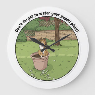 Potted Sheltie Large Clock