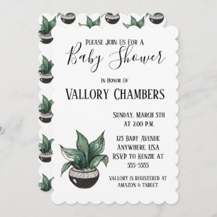 Potted Succulent Cactus Baby Shower Invitation