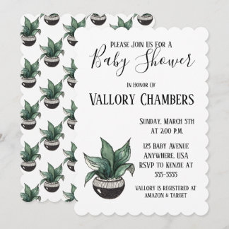Potted Succulent Cactus Baby Shower Invitation