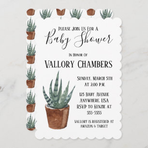Potted Succulent Cactus Baby Shower Invitation