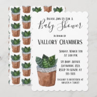 Potted Succulent Plant Baby Shower Invitation