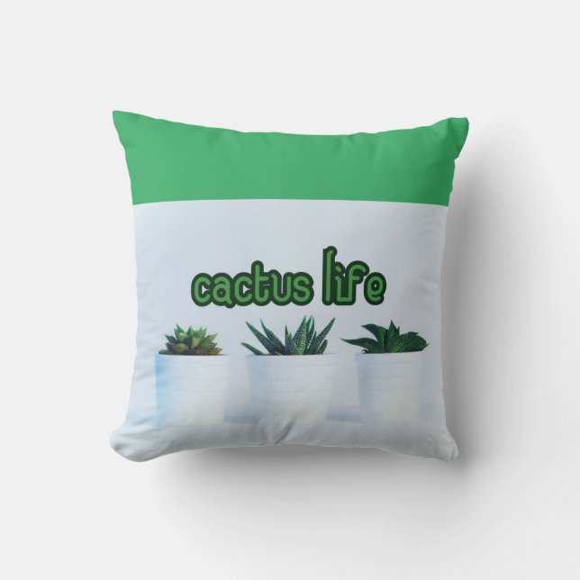 Potted Succulents Cactus Life Cushion (Front)