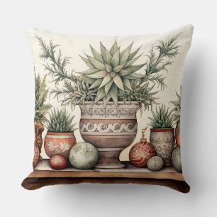 Potted Succulents Southwestern Christmas Holiday Cushion
