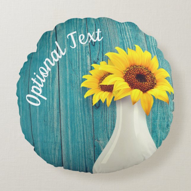 Potted Sunflowers Round Cushion (Front)