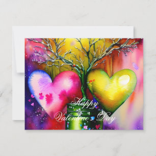 Potted tree and hearts valentine holiday card