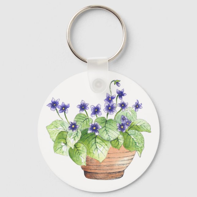 Potted Violets Key Ring (Front)