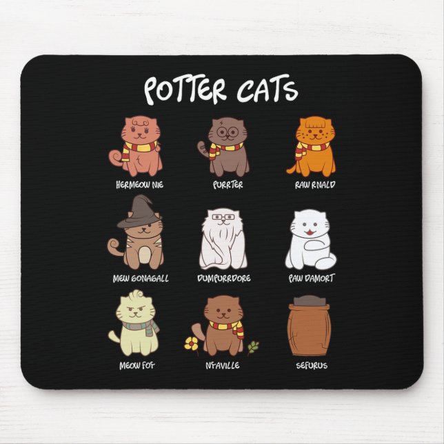 Potter Cats For Cat Lover  Mouse Pad (Front)